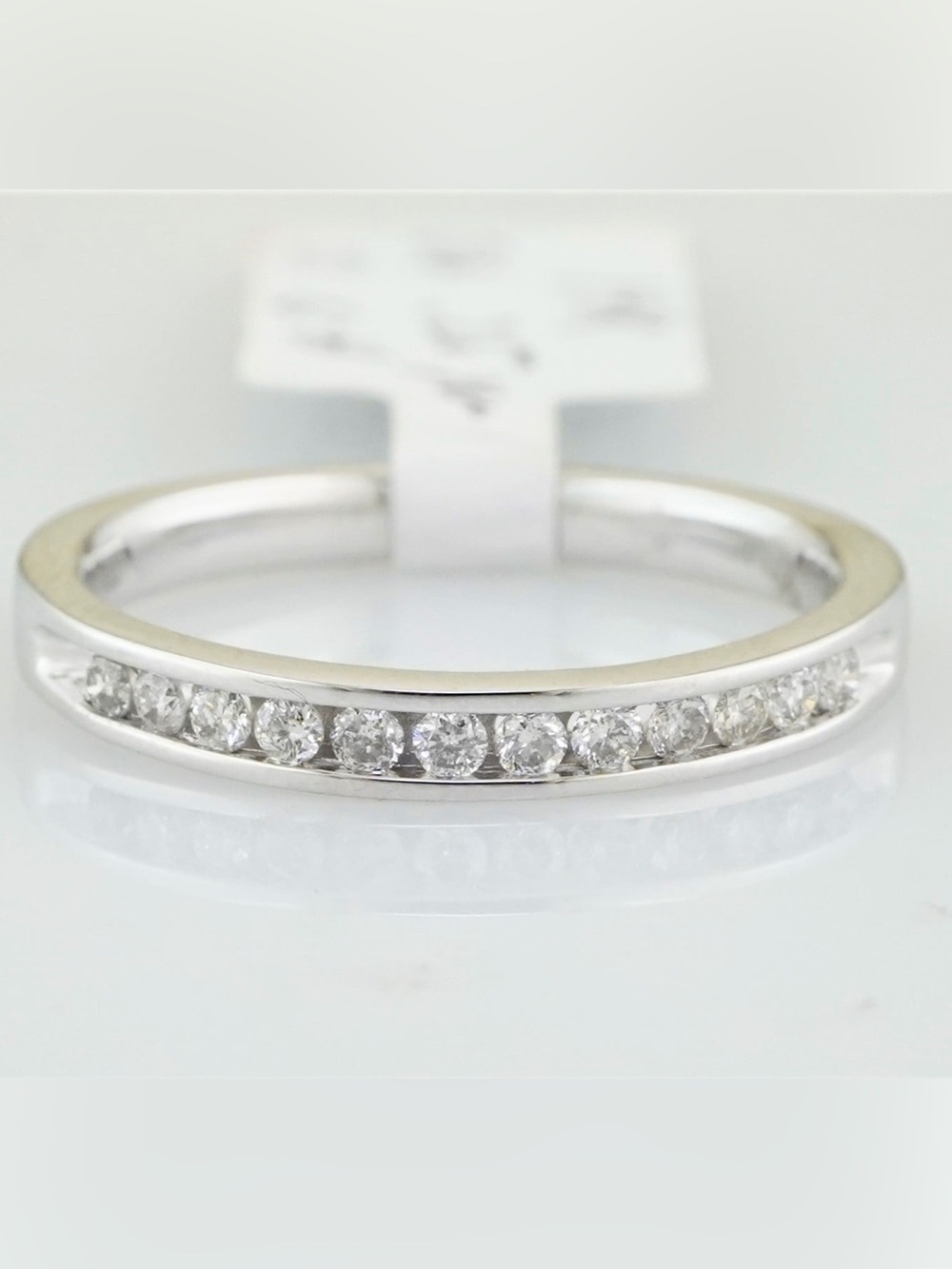 Solid 14k white gold natural diamond anniversary band / wedding band